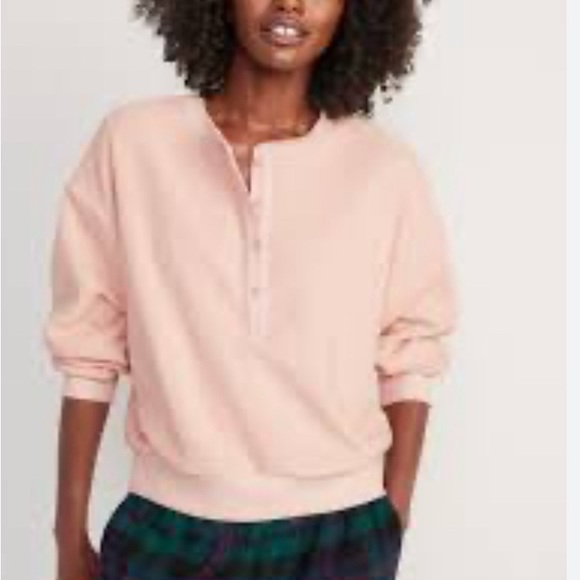 3X OLD NAVY Microfleece Henley Sweatshirt in Abalone Pink, NWT - Picture 6 of 15
